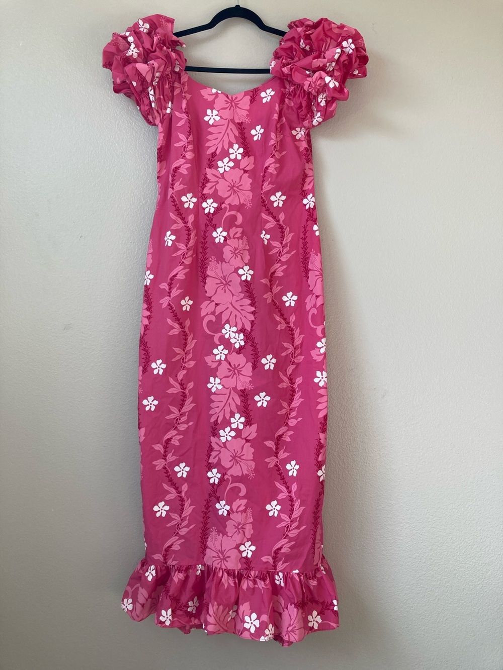 Vintage 90s CC fashions Hawaii Hibiscus maxi dress off shoulder puff sleeve S/M